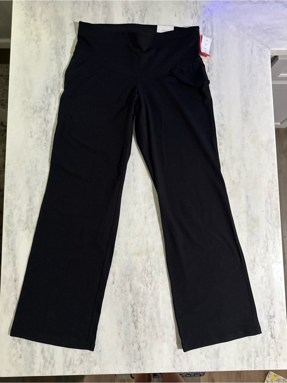 Livi Black Slimming Cotton Wide-Leg Yoga Pants size L (10-12)